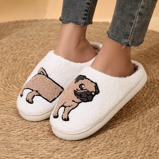 Pug Fluffy Indoor Slippers