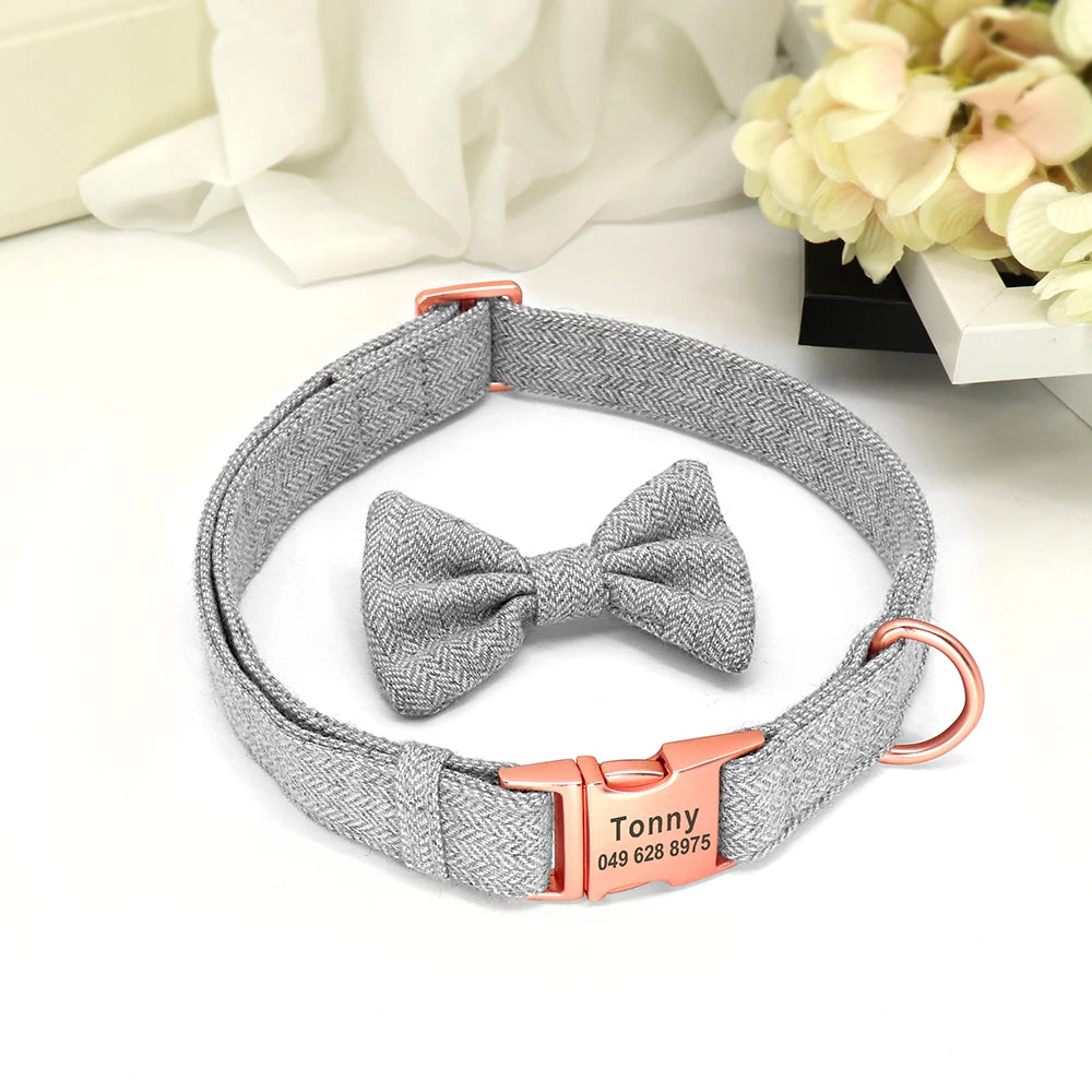 Personalized Dog Collar Bowknot