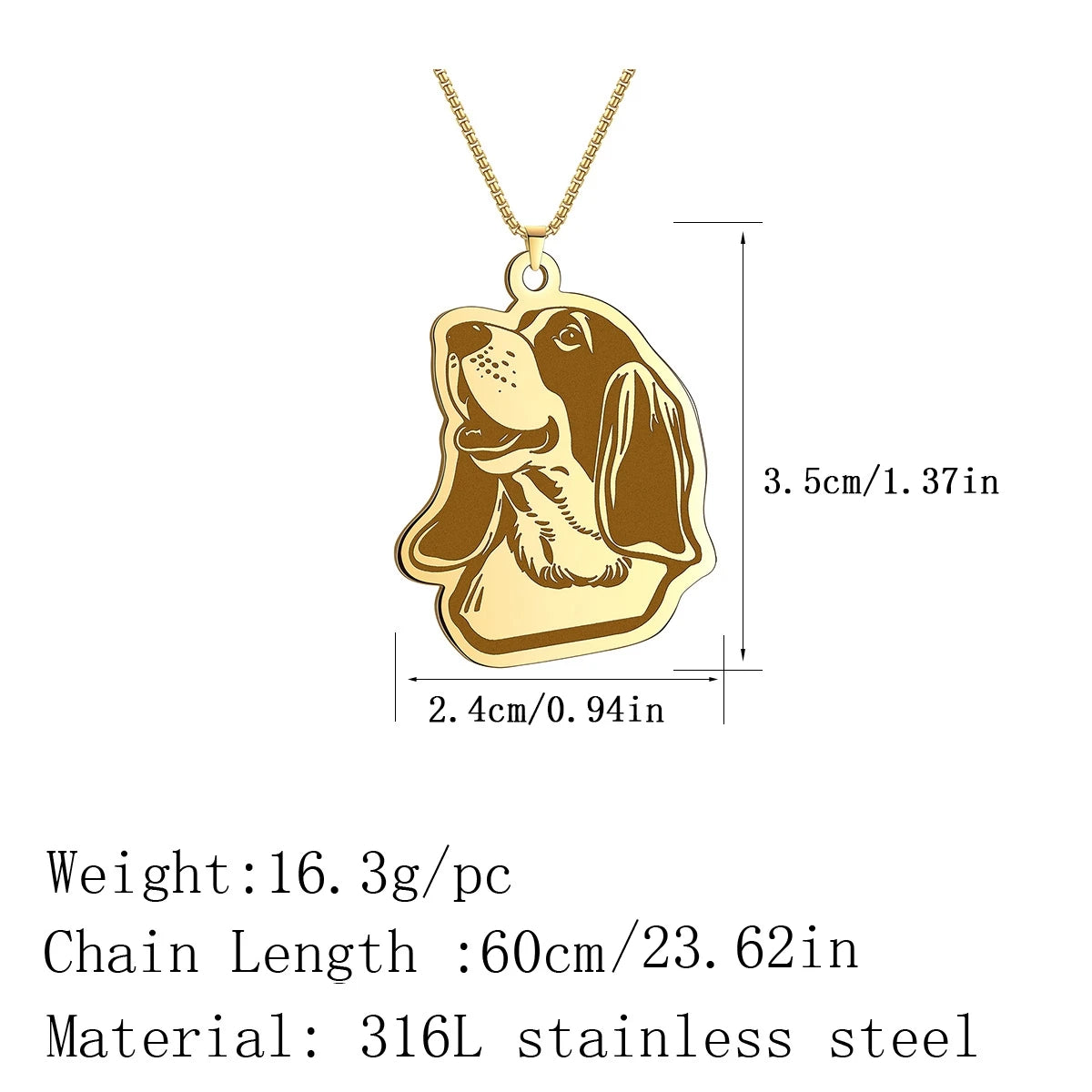 Vintage Basset Hound Pendant Necklace