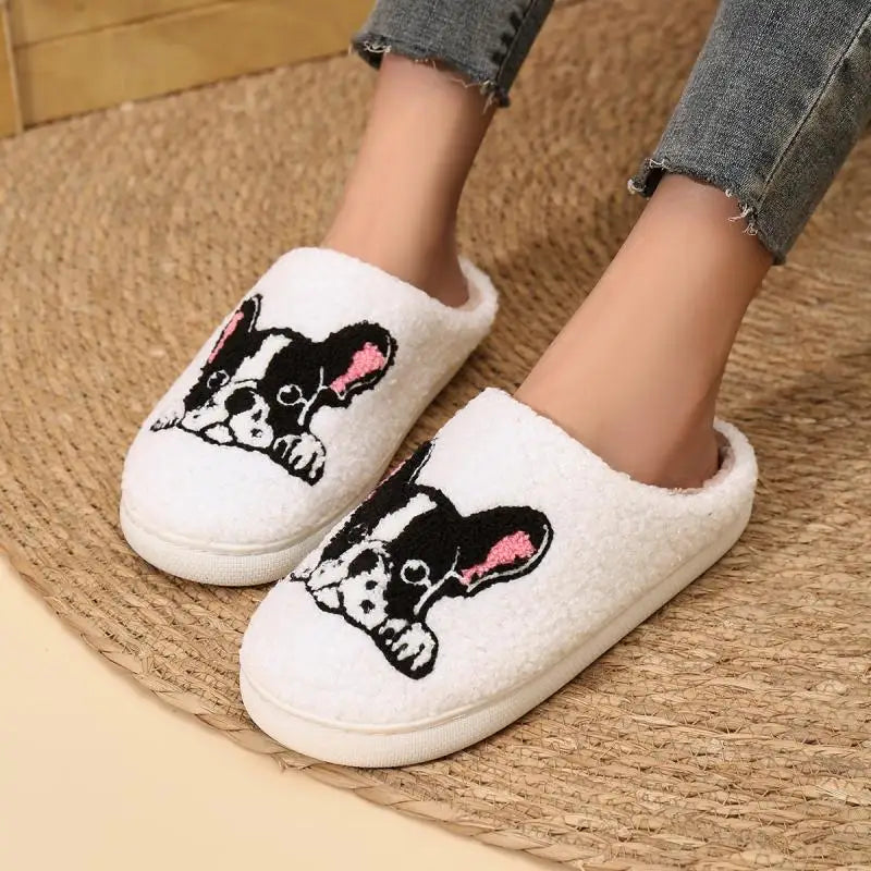 Boston Terrier Fluffy Indoor Slippers