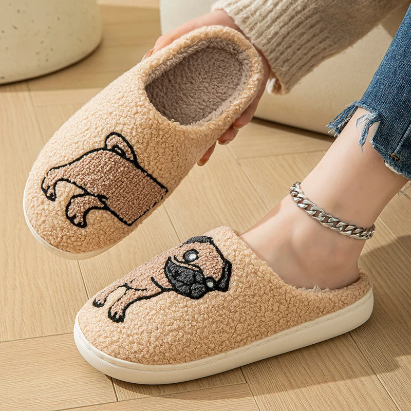 Fluffy Pug Home Slipper