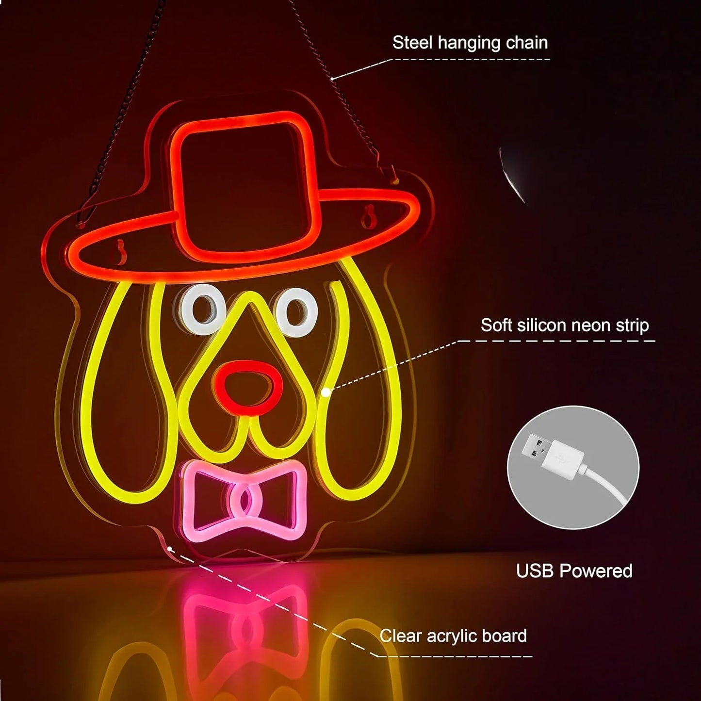 Basset Hound Cowboy LED Sign