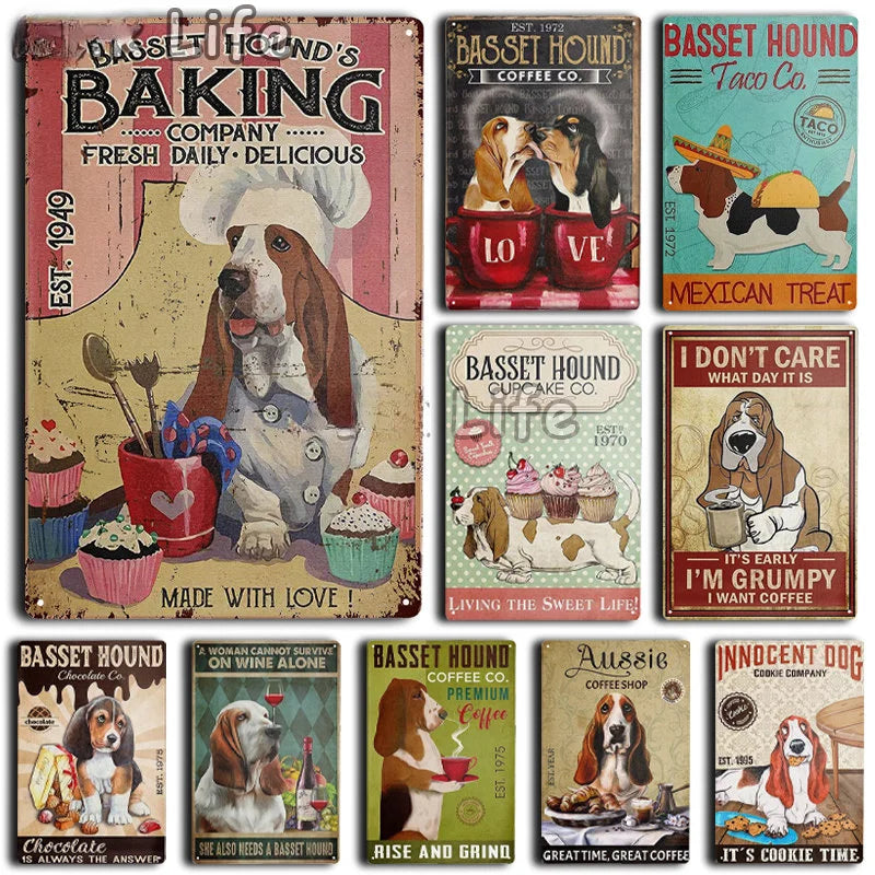 Vintage Basset Hound Co. Metal Posters