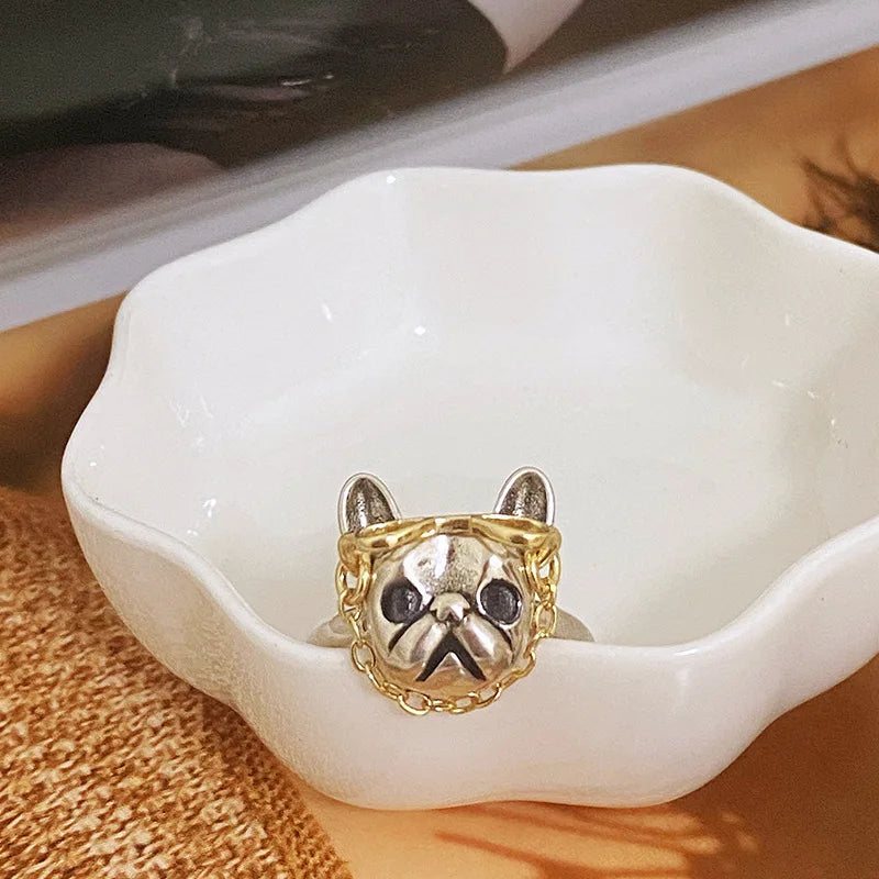 Cool Frenchie with Glasses Ring