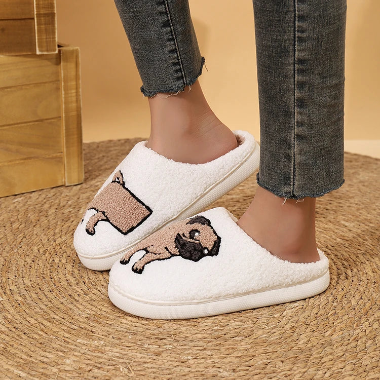 Pug Fluffy Indoor Slippers