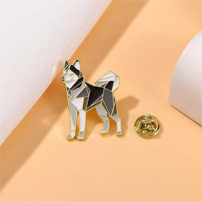 Husky Origami Brooch Pin