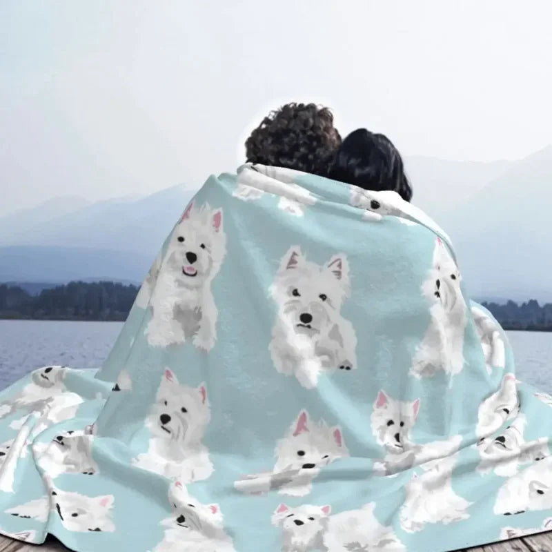 Cute Westie Bedspread Blanket