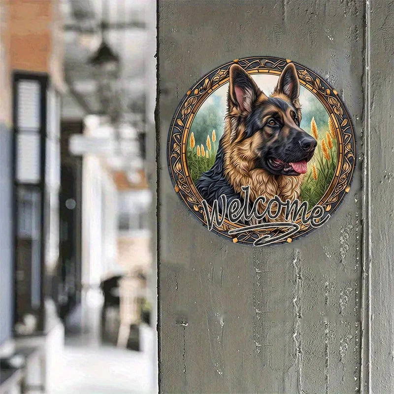 German Shepherd Round Metal Decoration