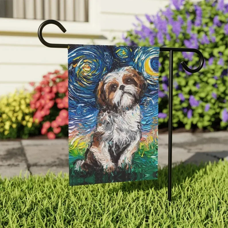 Shih Tzu Starry Night Art Flag