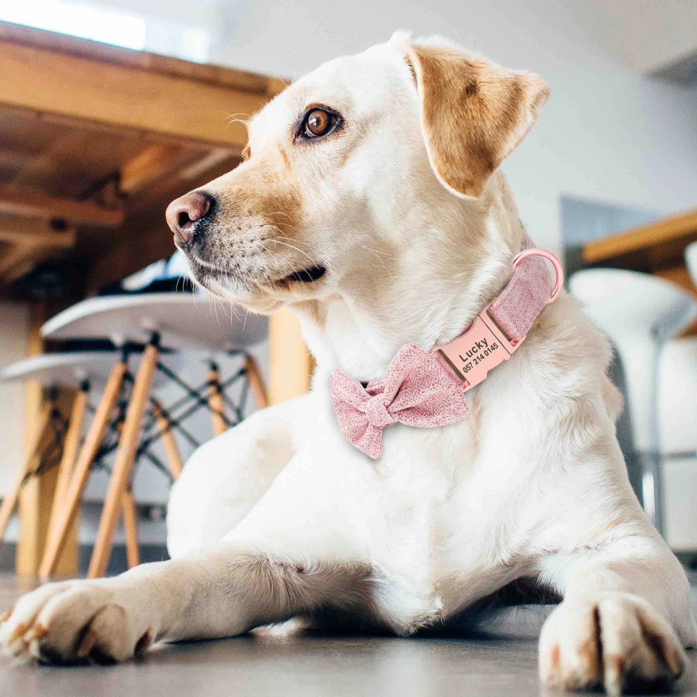 Personalized Dog Collar Bowknot