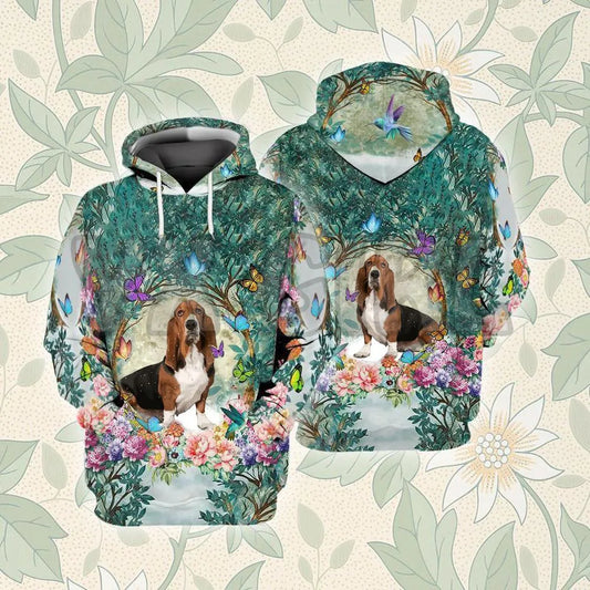 Basset Hound Among Forest Hoodie