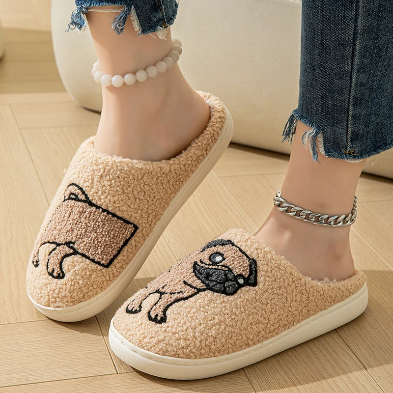 Fluffy Pug Home Slipper