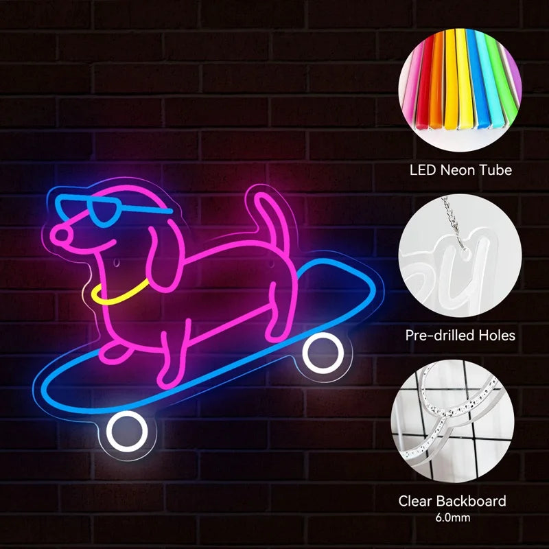 Skating Dachshund LED Wall Decor