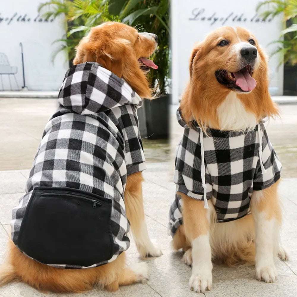 Golden Retriever Plaid Print Winter Hoodies