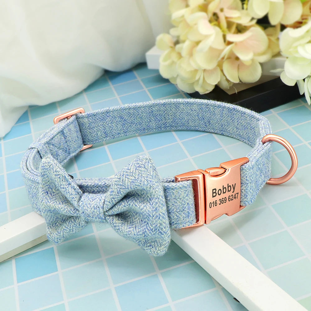 Personalized Dog Collar Bowknot