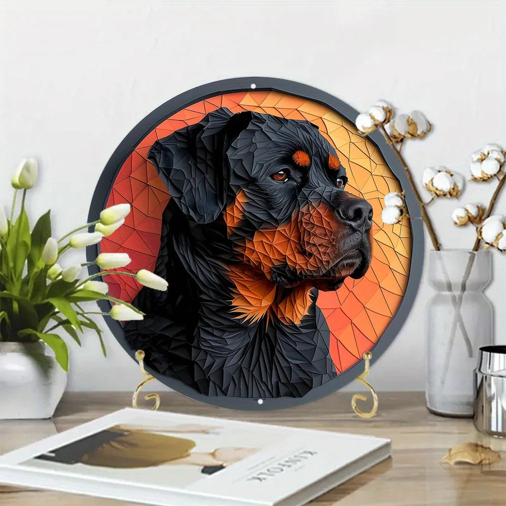 Rottweiler Round Metal Art