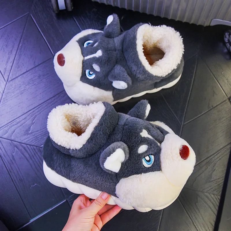 Husky Fur Home Slippers