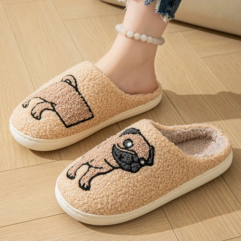 Fluffy Pug Home Slipper