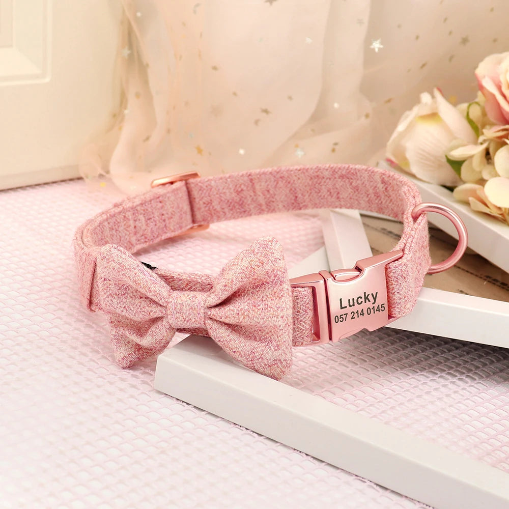 Personalized Dog Collar Bowknot