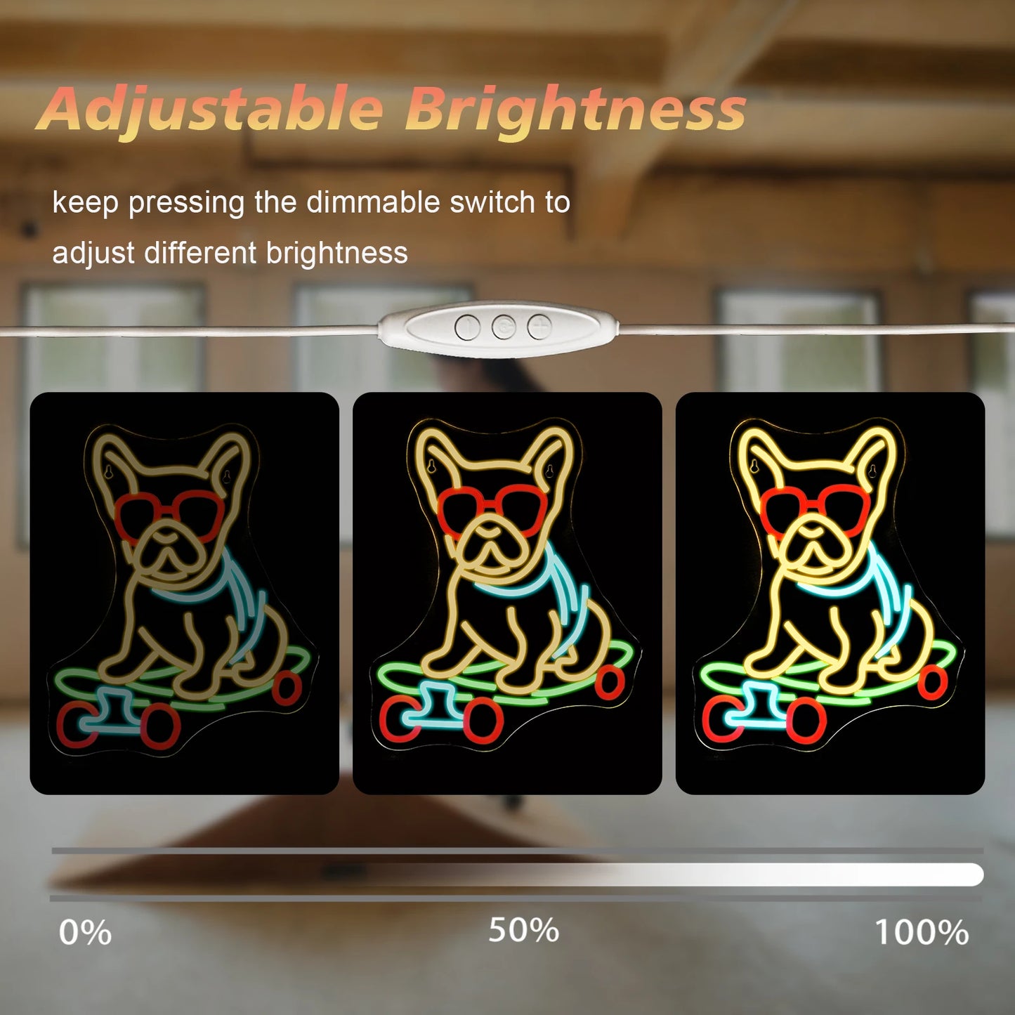 Frenchie Skateboard LED Sign