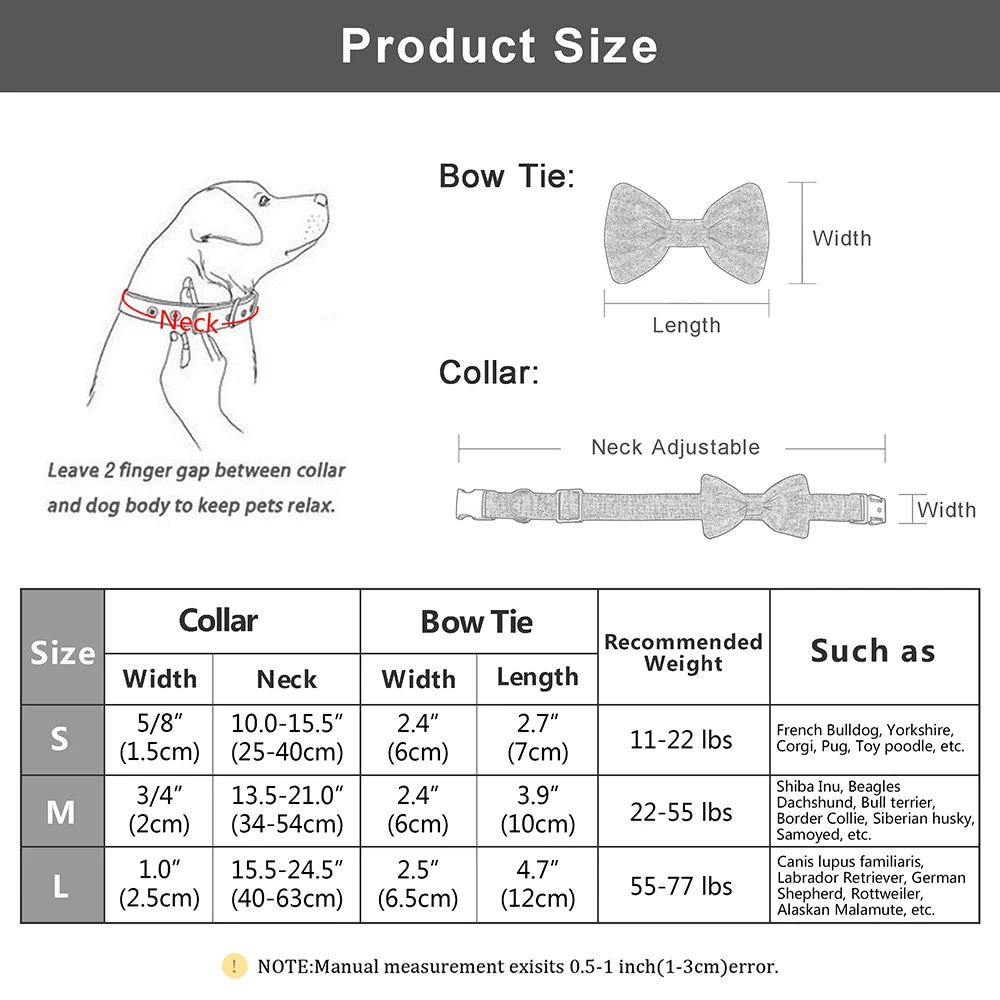 Personalized Dog Collar Bowknot