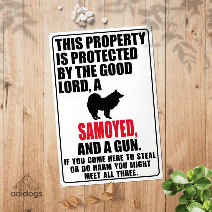 Protected by Samoyed Metal Sign