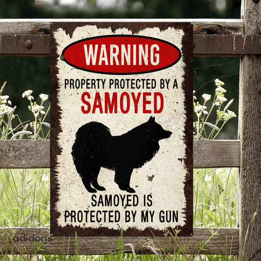 Samoyed Warning Metal Sign