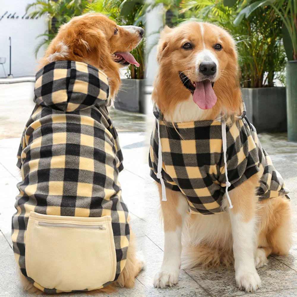 Golden Retriever Plaid Print Winter Hoodies