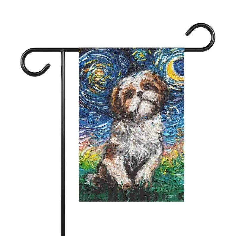 Shih Tzu Starry Night Art Flag