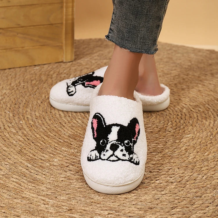 Boston Terrier Fluffy Indoor Slippers