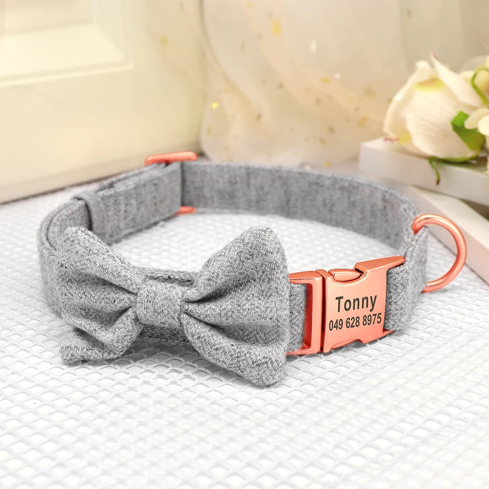 Personalized Dog Collar Bowknot