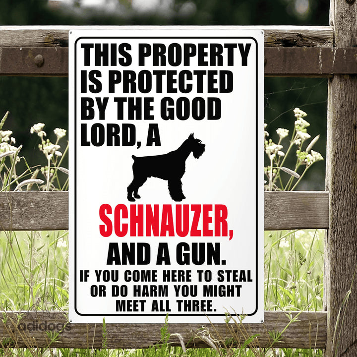 Protected by Schnauzer Metal Sign