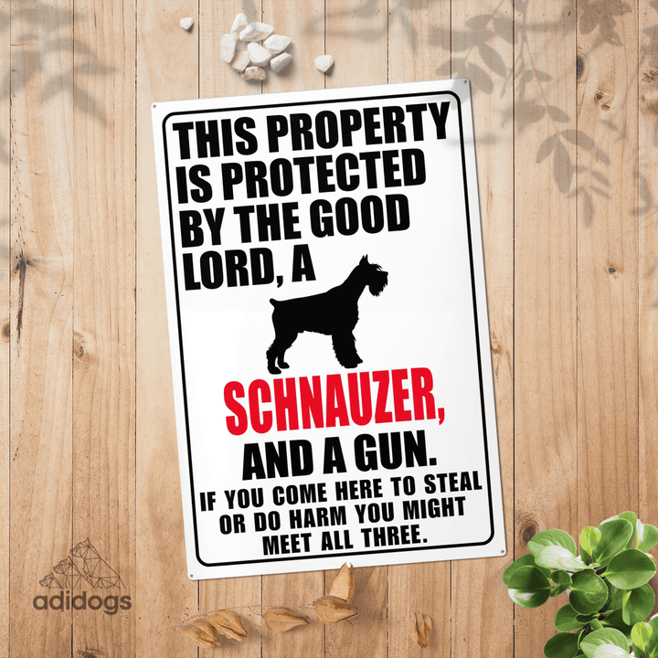 Protected by Schnauzer Metal Sign