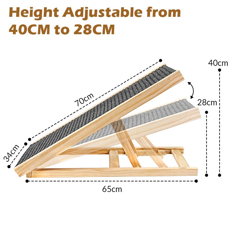 Adjustable Wooden Dog Ramp Ladder