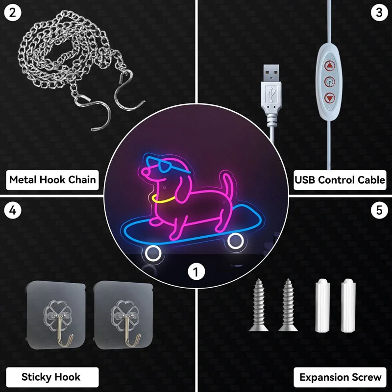 Skating Dachshund LED Wall Decor