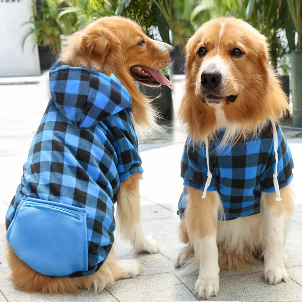 Golden Retriever Plaid Print Winter Hoodies