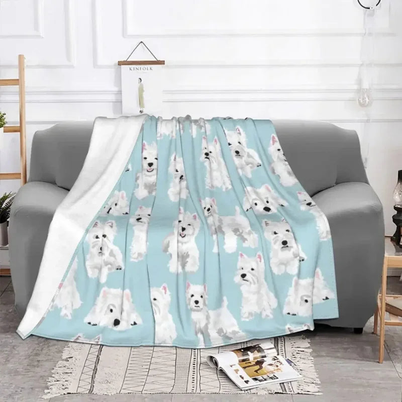 Cute Westie Bedspread Blanket