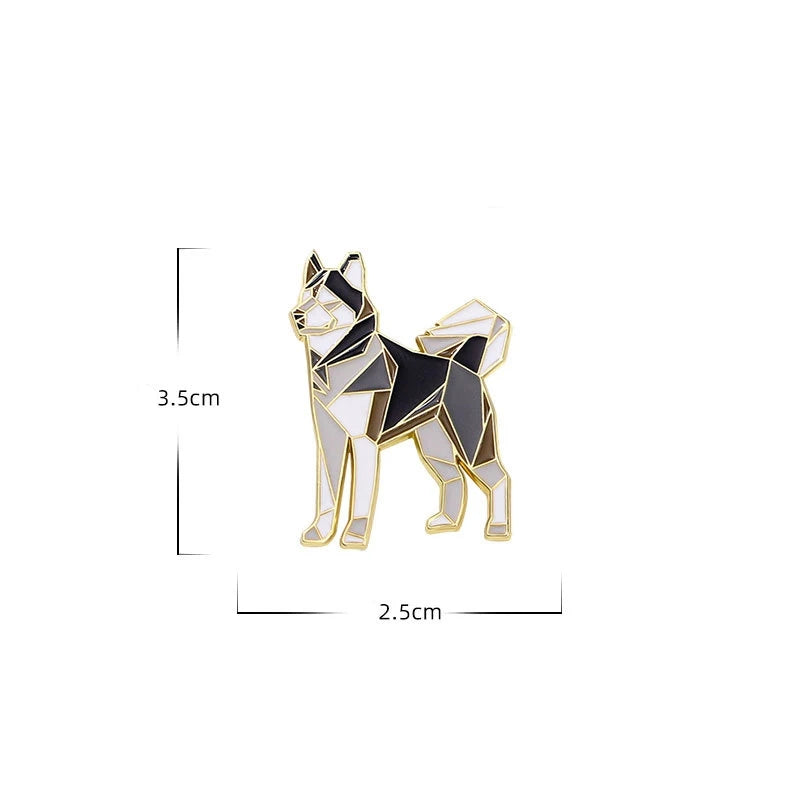 Husky Origami Brooch Pin