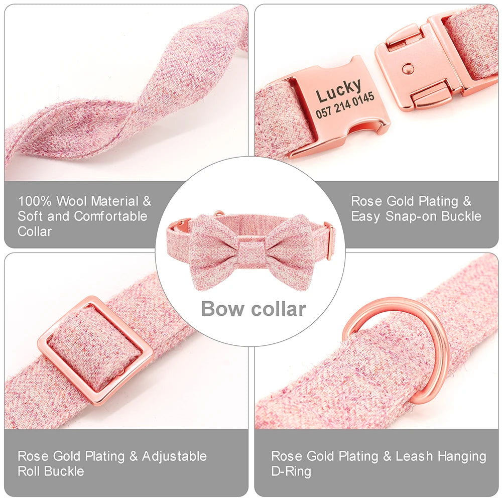 Personalized Dog Collar Bowknot