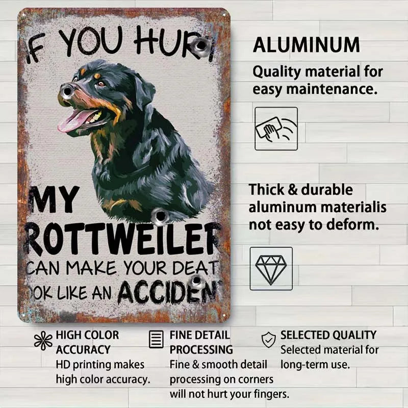 Rottweiler Art Rusty Warning Sign