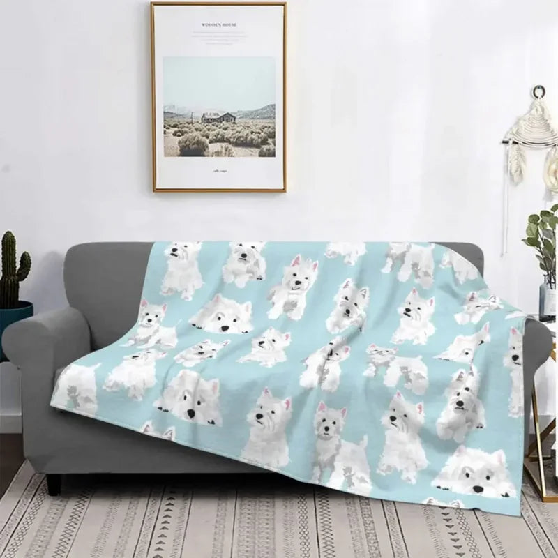 Cute Westie Bedspread Blanket