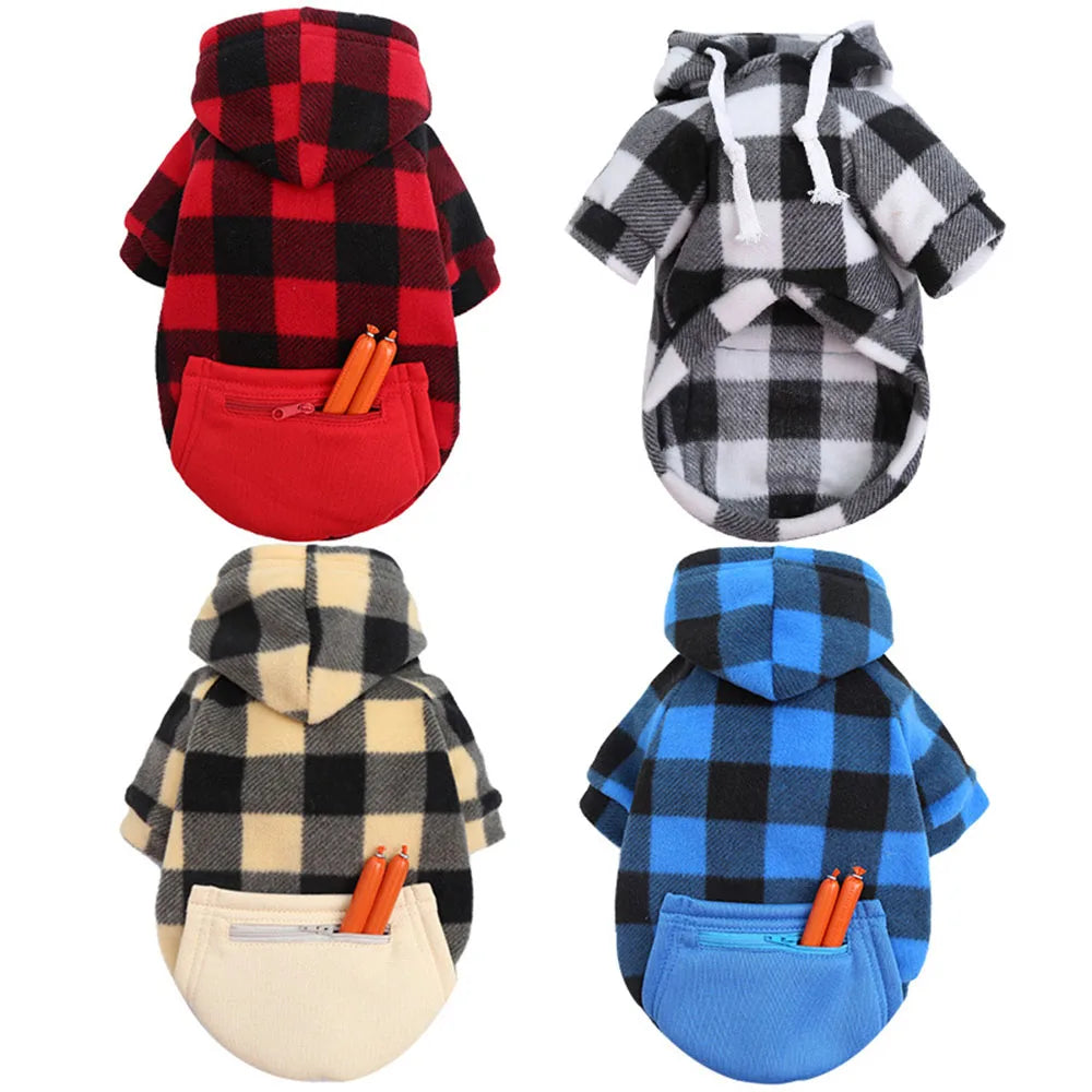 Pug Plaid Print Winter Hoodies