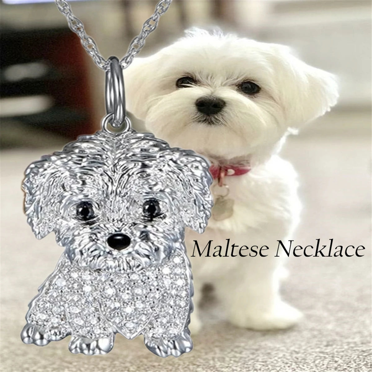 Exquisite Maltese Pendant Necklace