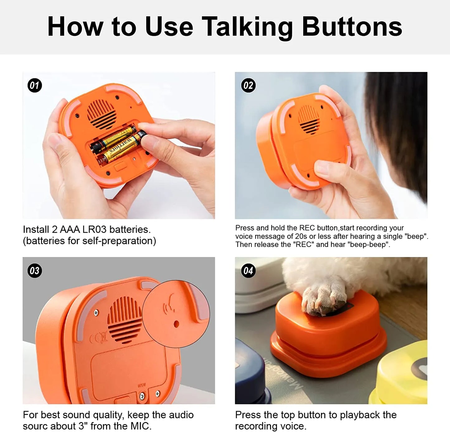 Dogs Interactive Talking Toy  With Buttons