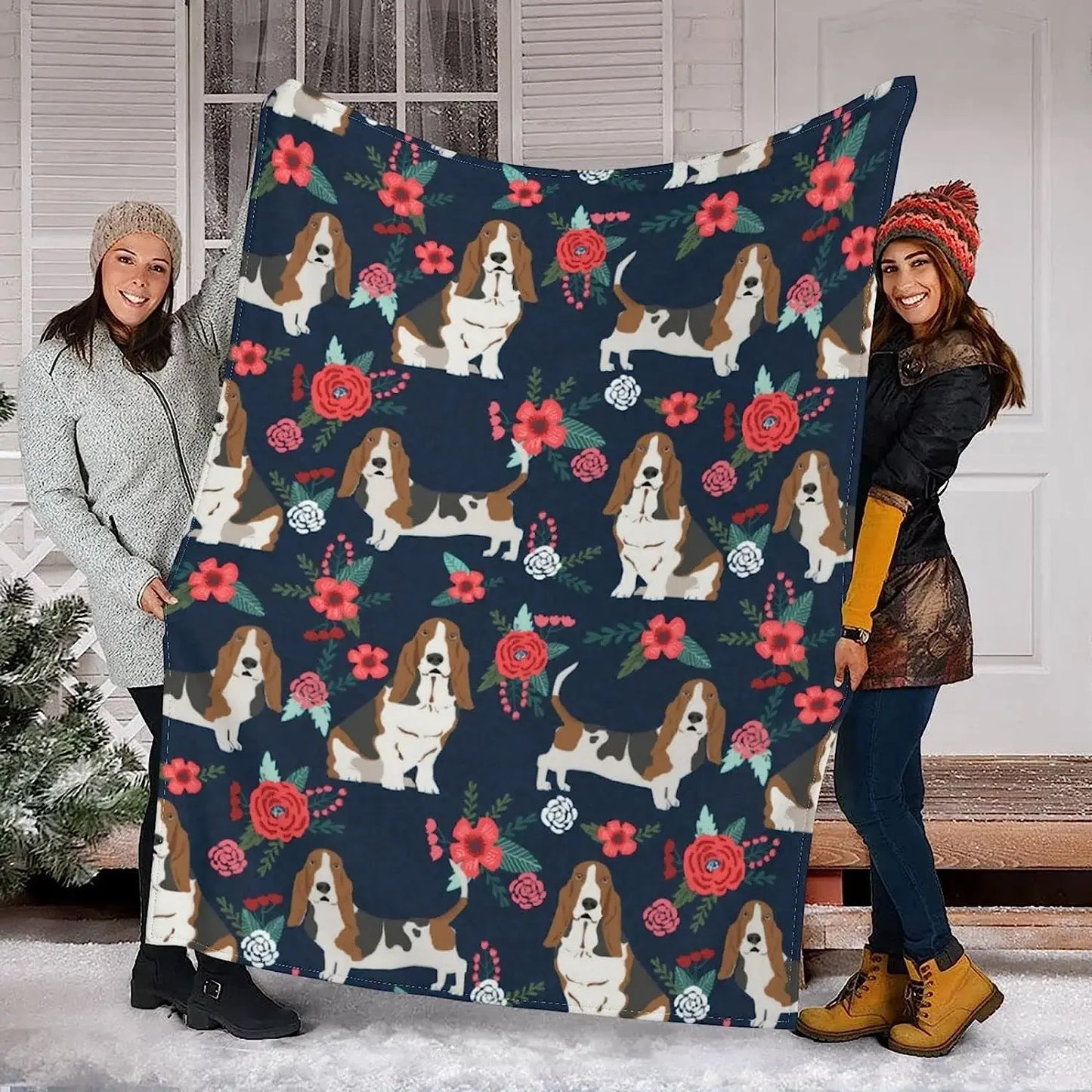 Basset Hound Lover Floral Blanket