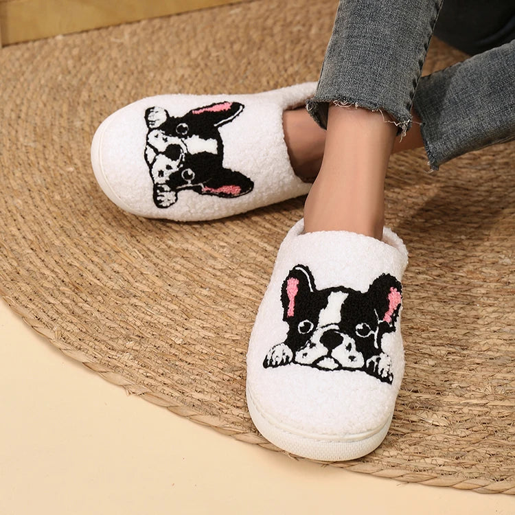 Boston Terrier Fluffy Indoor Slippers