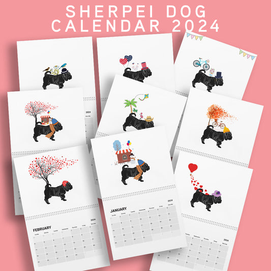 Shar Pei Wall Calendar 2024