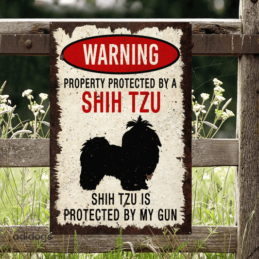 Shih Tzu Warning Metal Sign