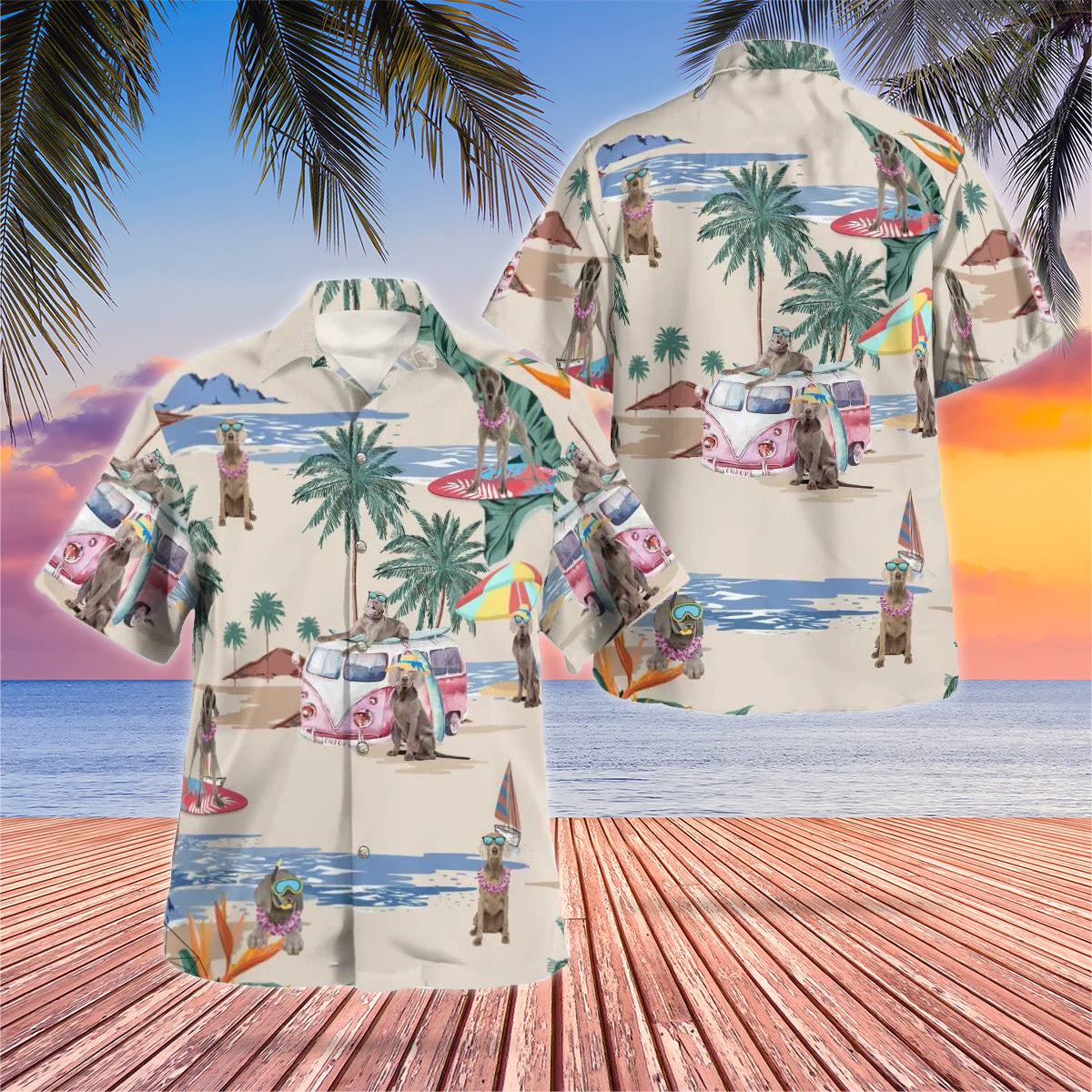 Weimaraner Beach Hawaii Shirts