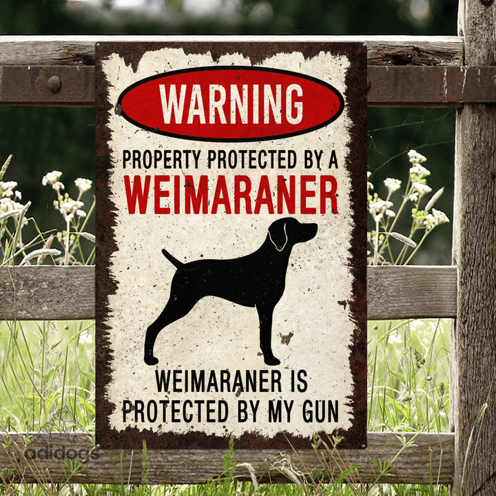 Weimaraner Warning Metal Sign